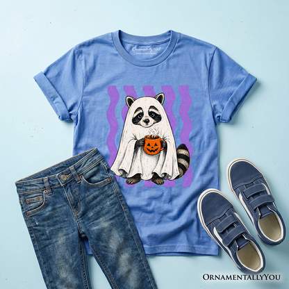 Ghost Raccoon Kids T-Shirt, Cute Halloween Costume Pumpkin Tee for Youth