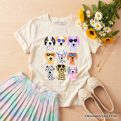 Kids Colorful Dogs T-Shirt, Animals Breeds Summer Youth Tee