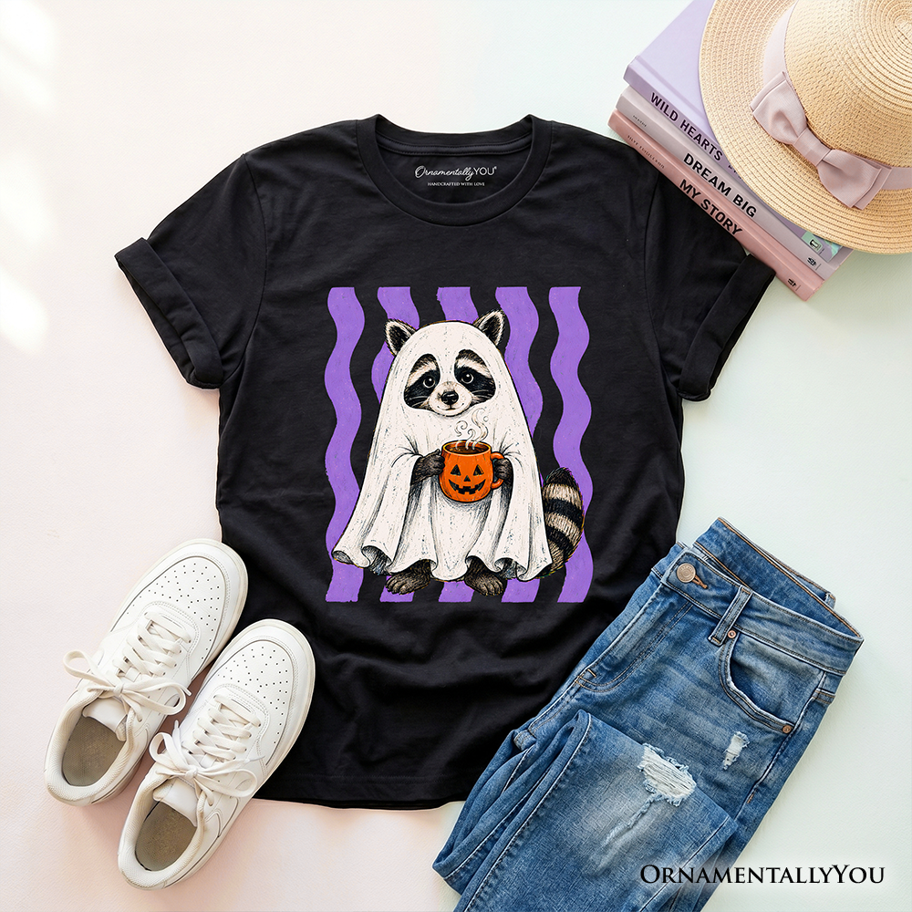 Ghost Raccoon Kids T-Shirt, Cute Halloween Costume Pumpkin Tee for Youth