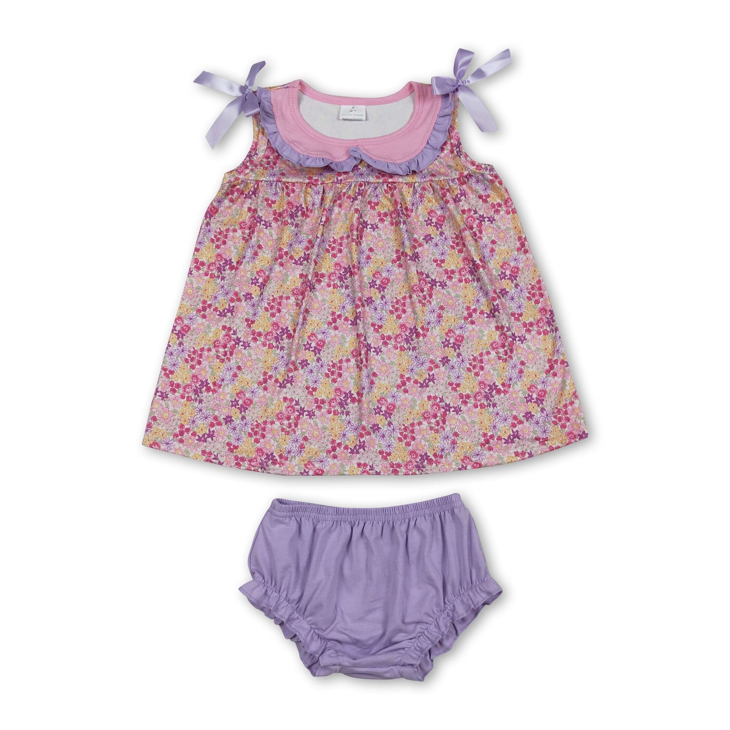 Sleeveless floral tunic bummies baby girls summer clothes