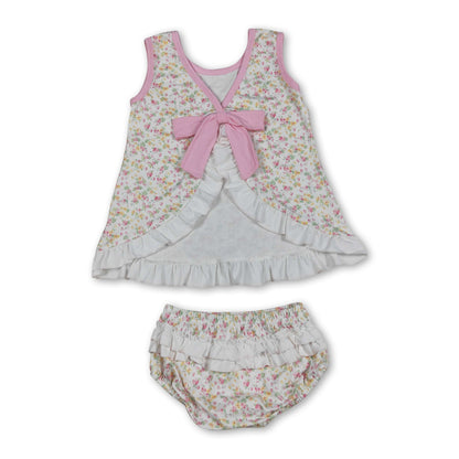 Sleeveless floral ruffle top bummies baby girls summer set