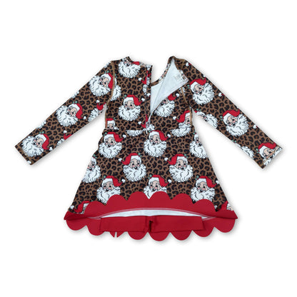 Leopard Santa Bow Athletic Dress