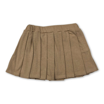 Khaki cotton kids girls summer pleated skirt