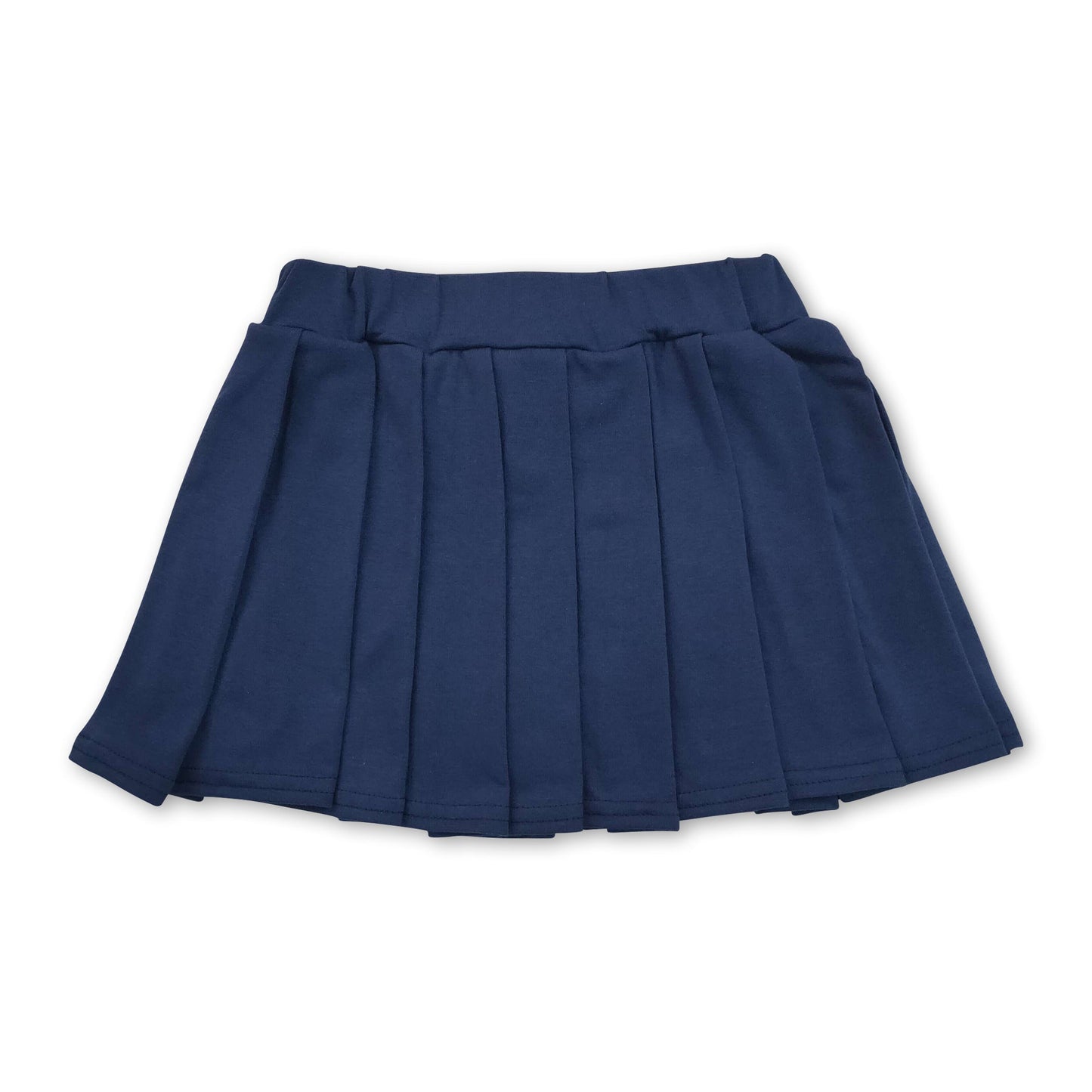 Navy cotton kids girls summer pleated skirt
