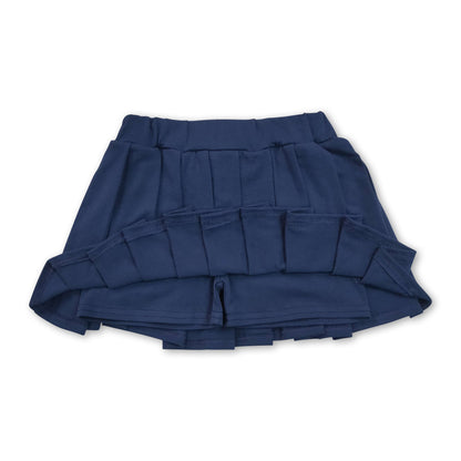Navy cotton kids girls summer pleated skirt