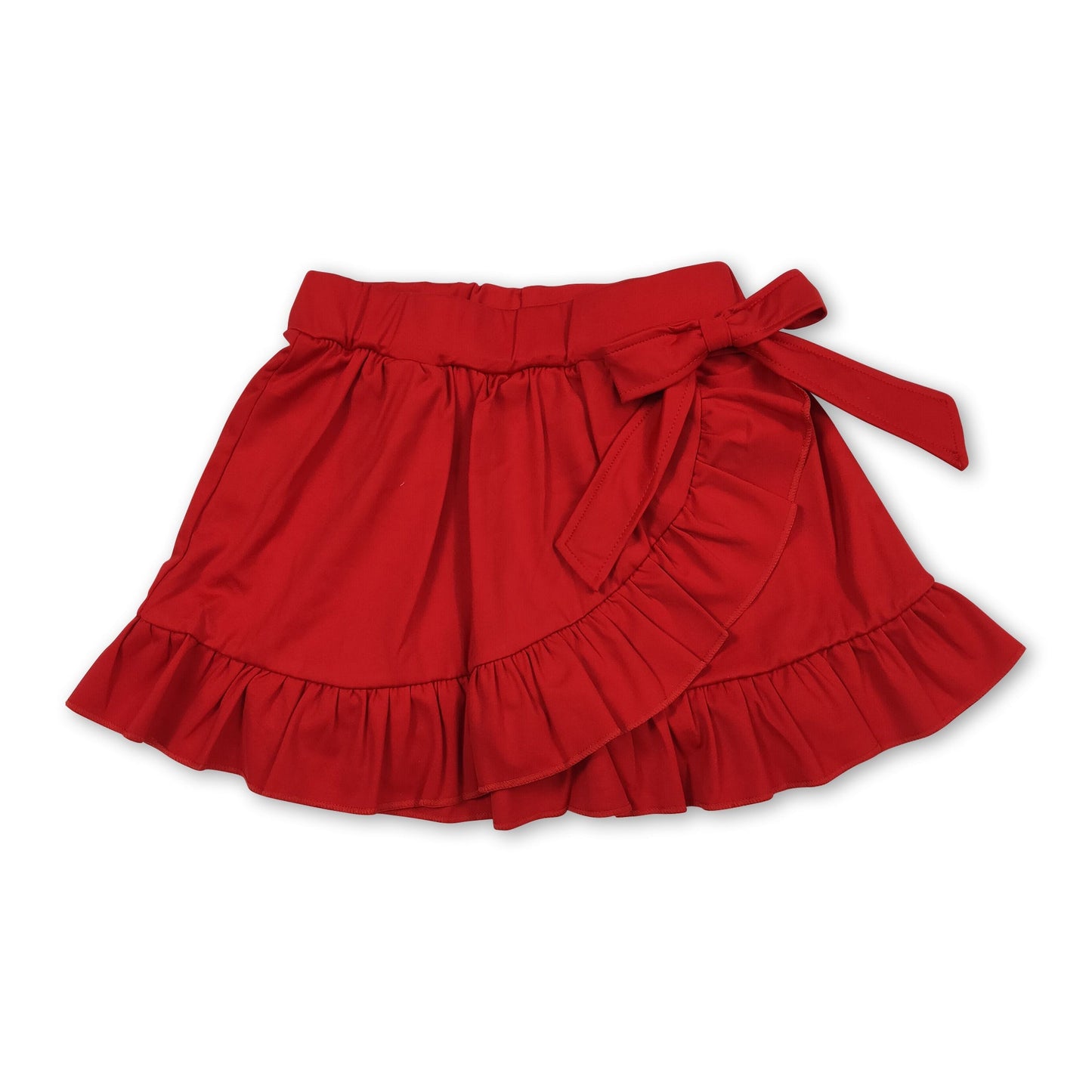 Red bow ruffle kids girls summer active yoga skirt