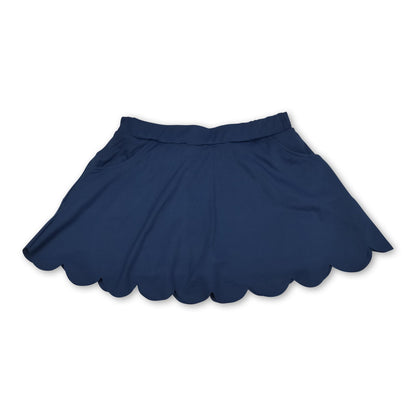 Navy pockets scallop kids girls summer activwear skirt