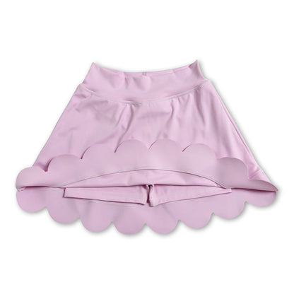 Pink scallop kids girls summer activwear skirt