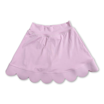 Pink scallop kids girls summer activwear skirt