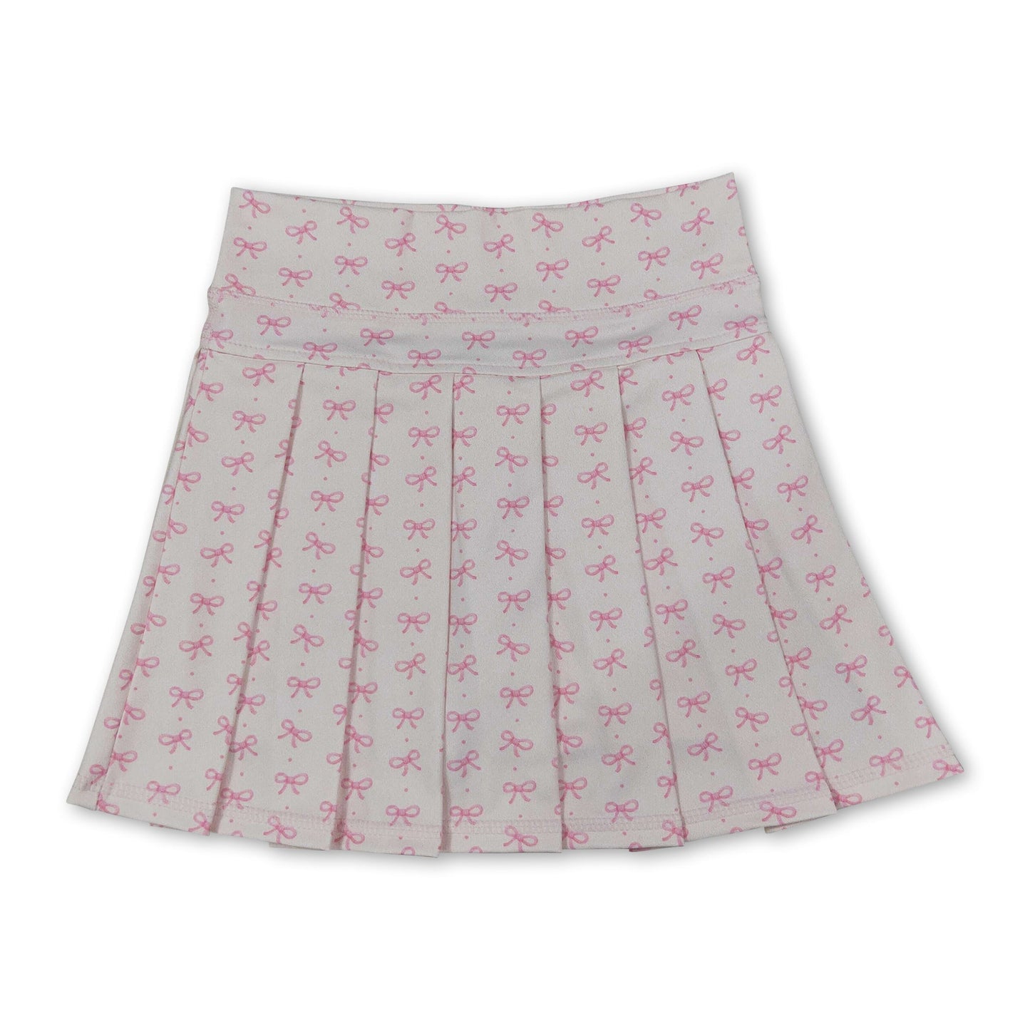 Pink bow kids girls summer active pleated skirt