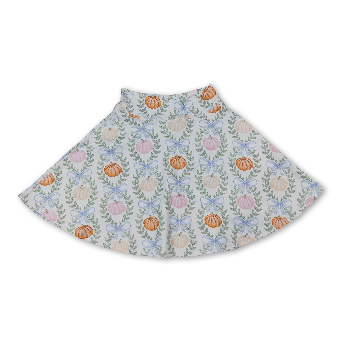 Light blue bow pumpkin kids girls fall active skirt