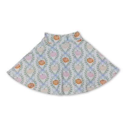 Light blue bow pumpkin kids girls fall active skirt