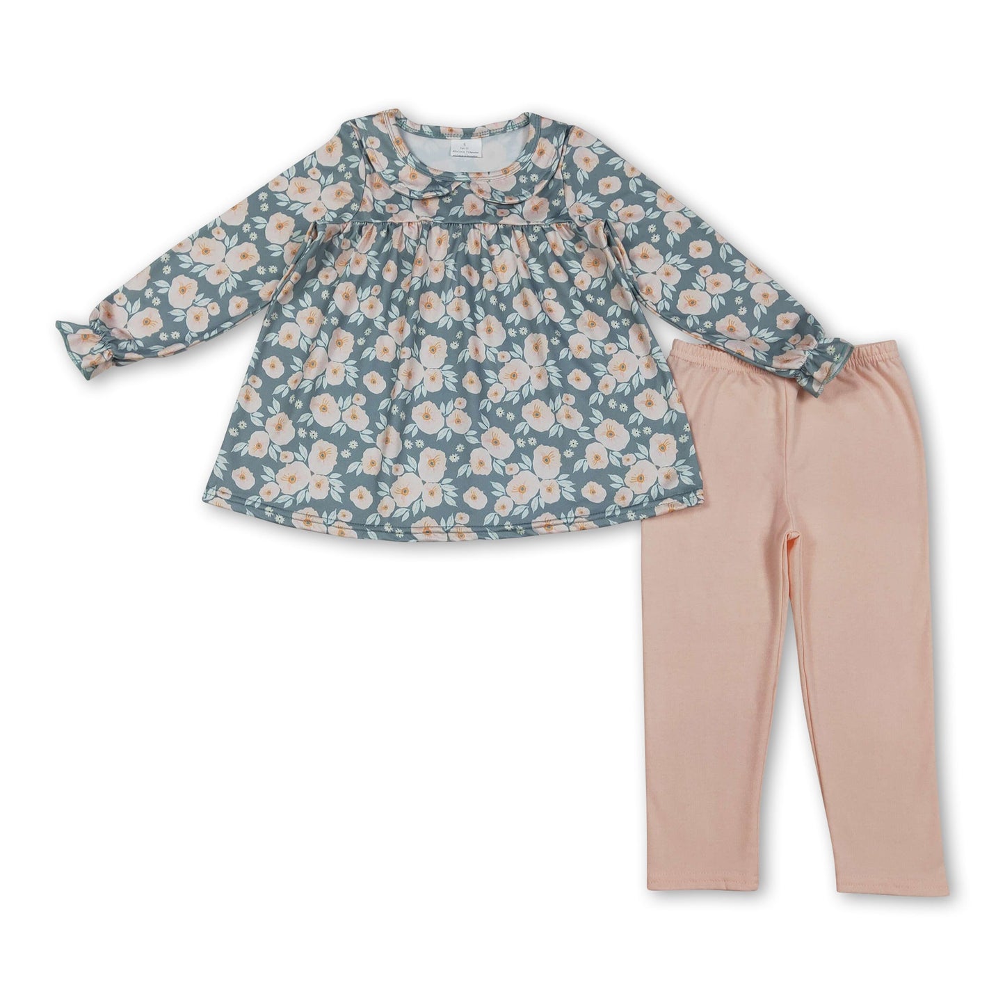 Long sleeves floral tunic leggings girls fall outfits