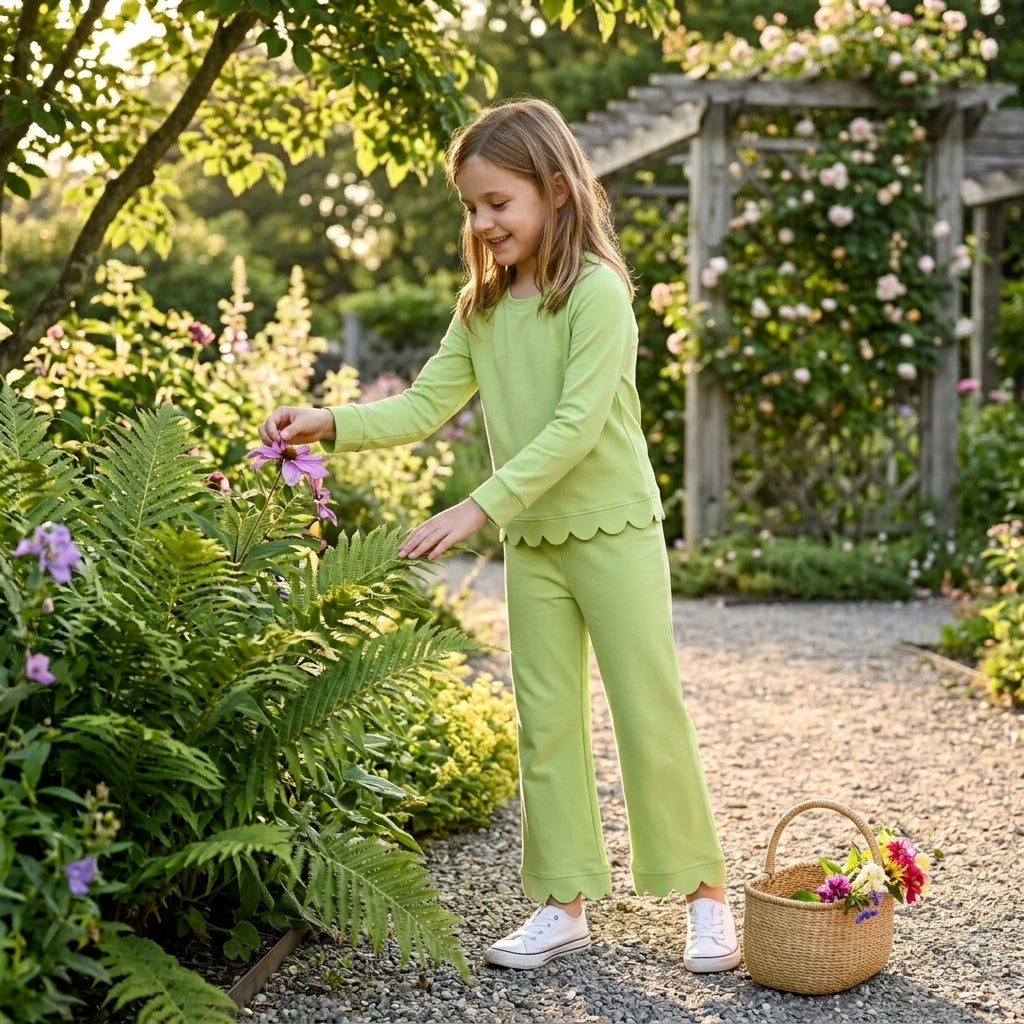 Mint Green Scallop Top & Pants Set