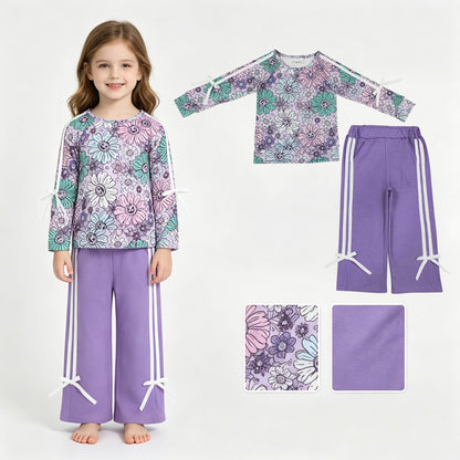 Pumpkin flower top lavender pants girls Halloween clothes
