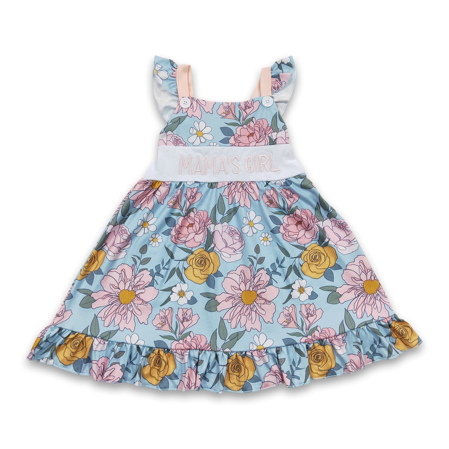 Mama's girl floral flutter sleeves mother's day baby children dress