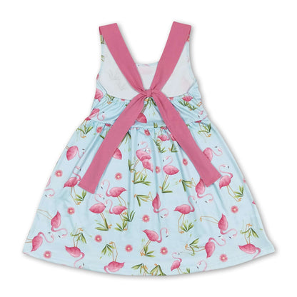 Sleeveless flamingo baby girls summer dresses