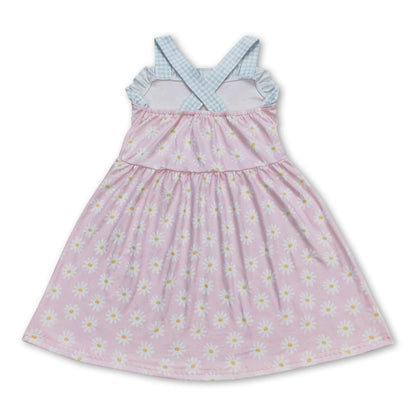 Plaid straps daisy baby girls summer dresses