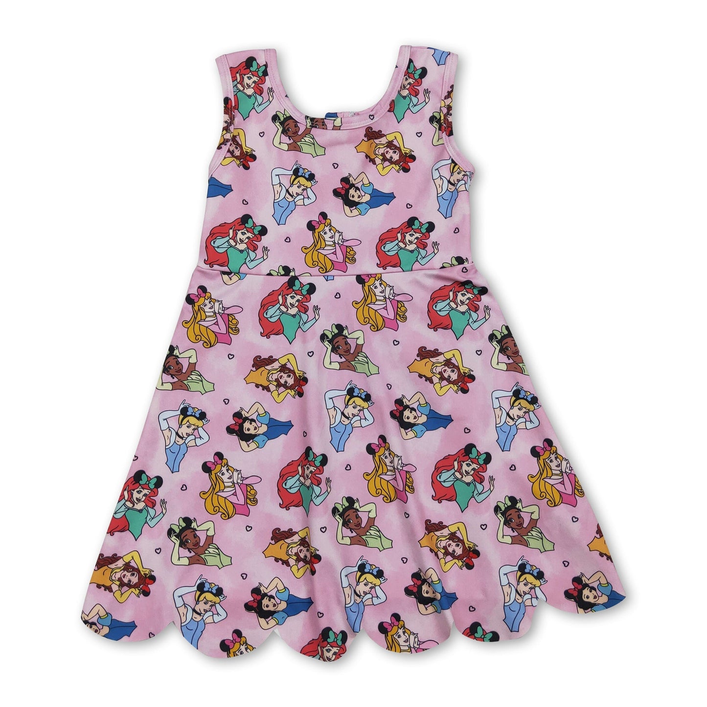 Sleeveless pink princess kids girls summer athletic dress