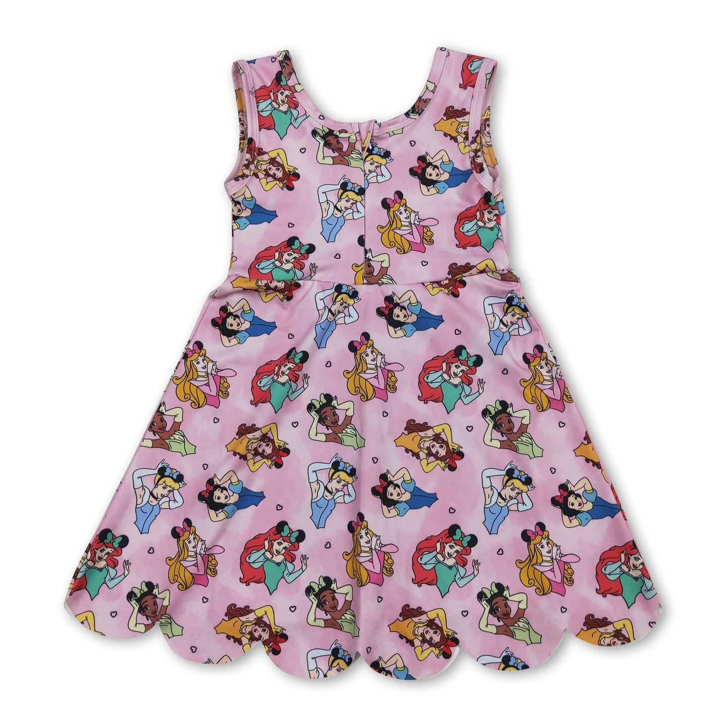 Sleeveless pink princess kids girls summer athletic dress