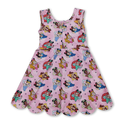 Sleeveless pink princess kids girls summer athletic dress