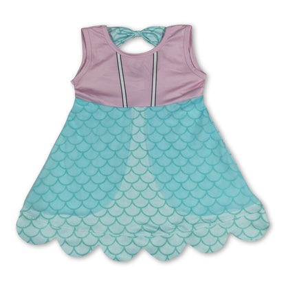 Sleeveless lavender bow princess kids girls summer dress