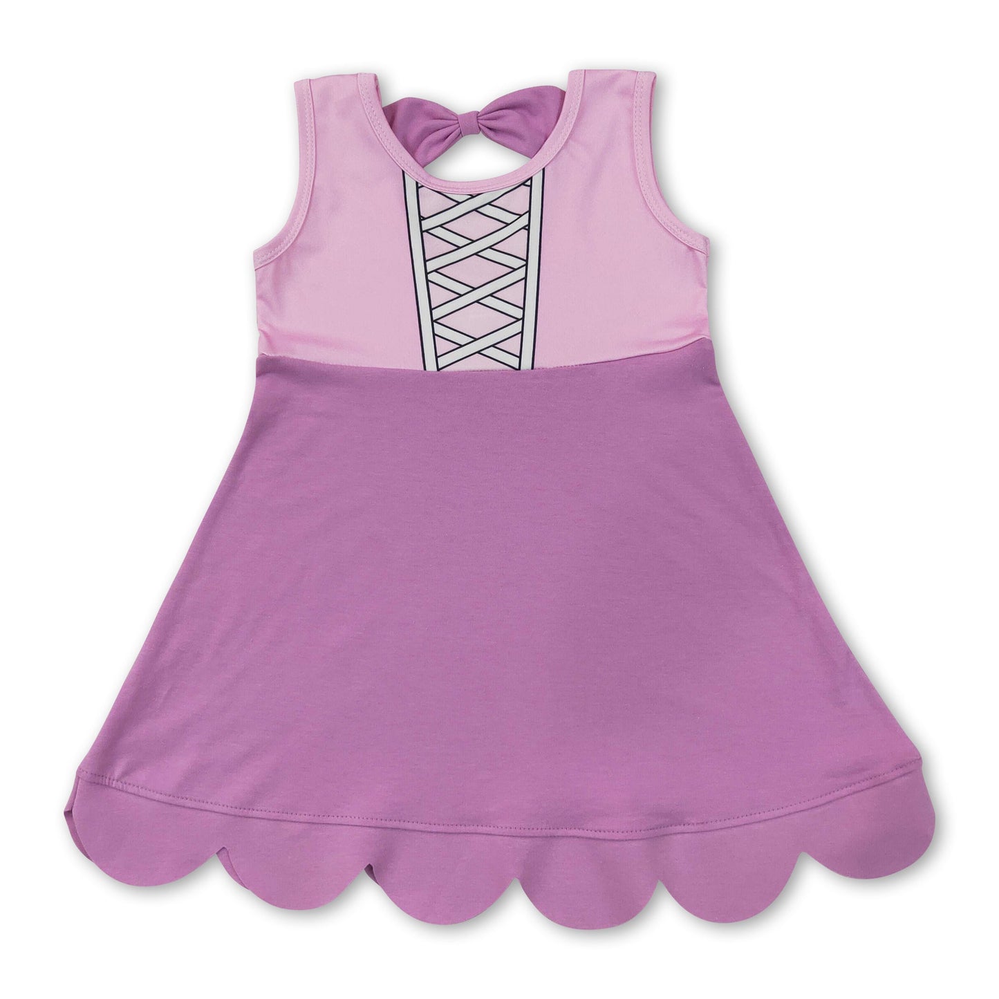 Sleeveless pink princess kids girls summer dress