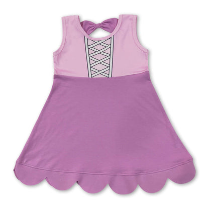 Sleeveless pink princess kids girls summer dress