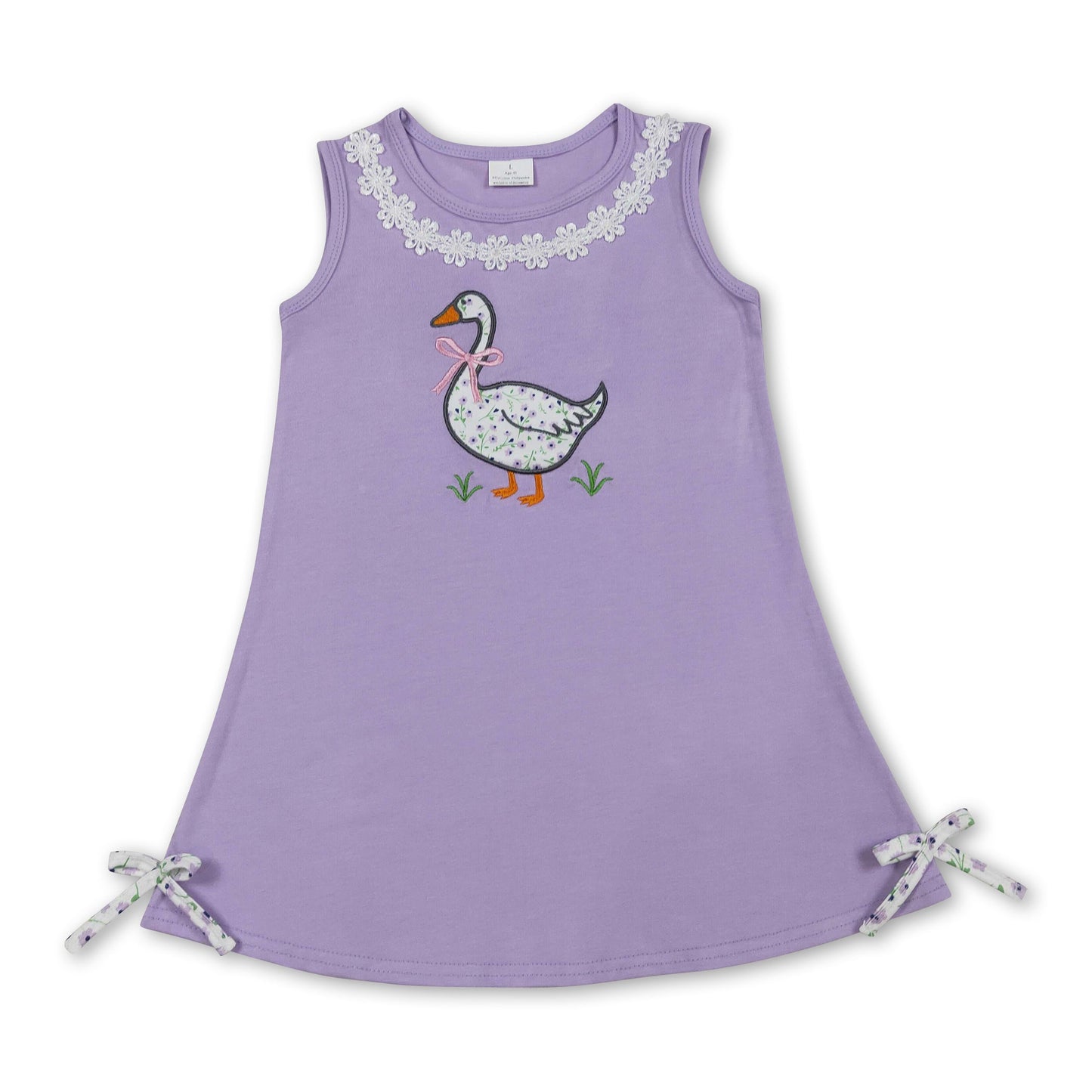 Sleeveless floral bow goose baby girls summer dress