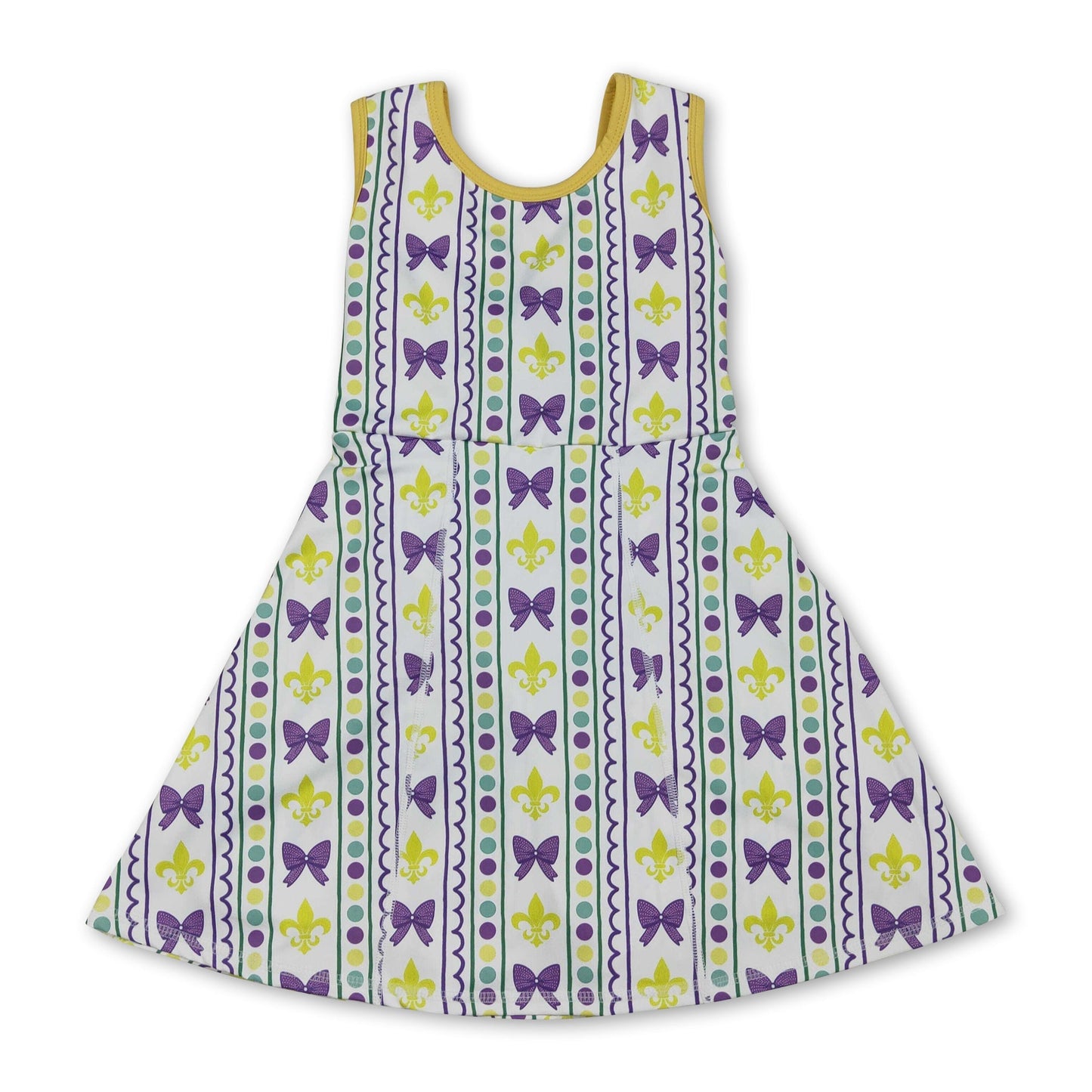 Sleeveless purple bow baby girls Mardi Gras athletic dress