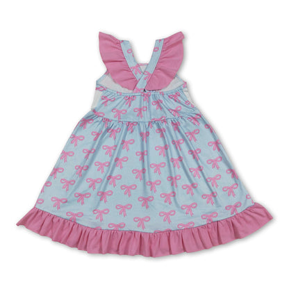 Flutter sleeves mama's girl bows kids ruffle dresses