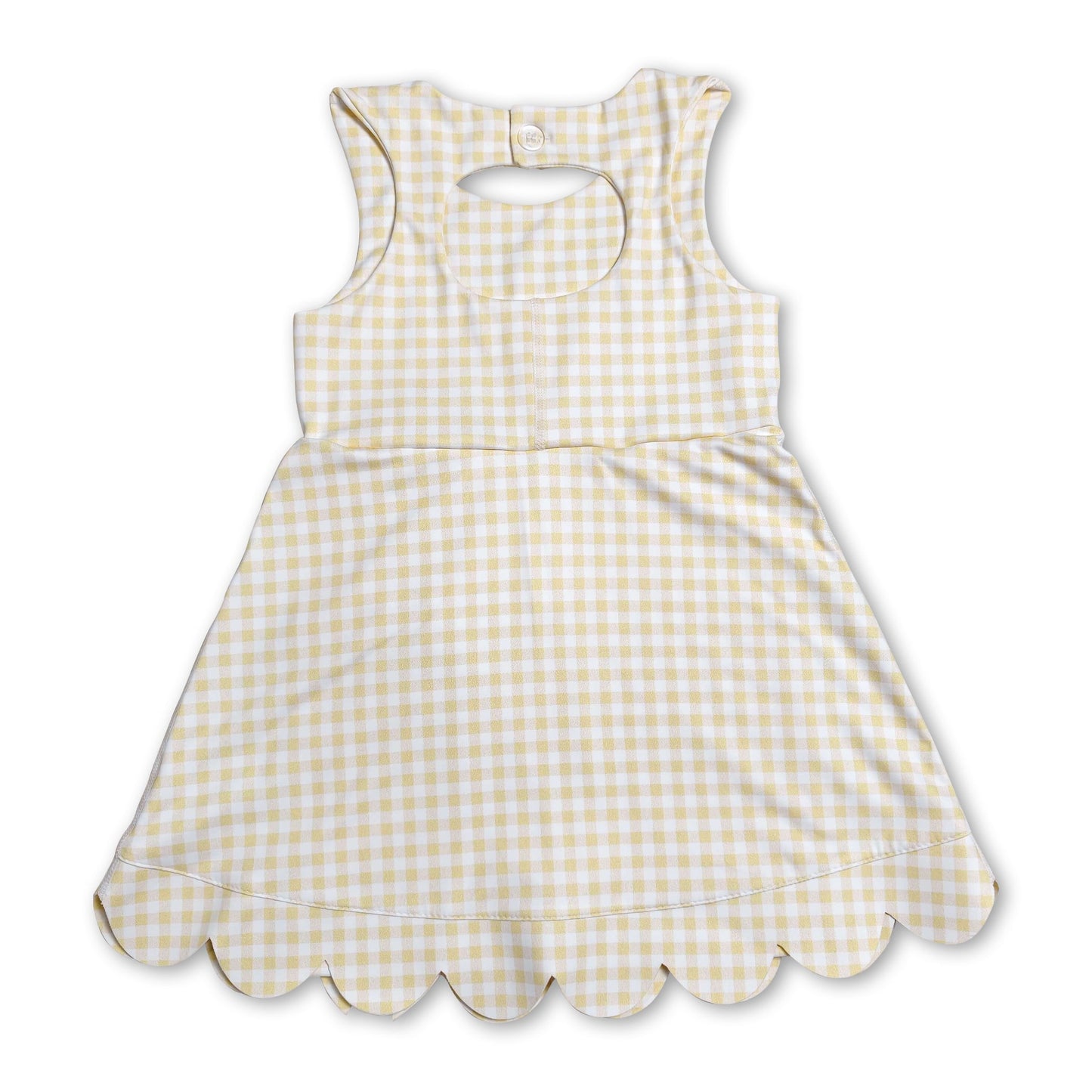 Sleeveless yellow plaid bows kids girls athletic dresses