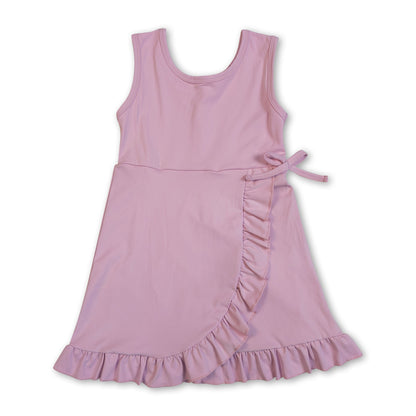 Sleeveless ruffle kids girls summer athletic dresses