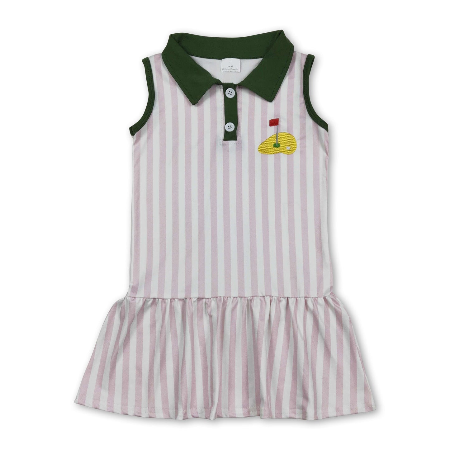 Sleeveless pink stripe golf kids girls polo dresses