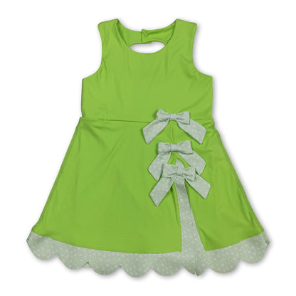 Sleeveless bow lime green scallop girls athletic dress