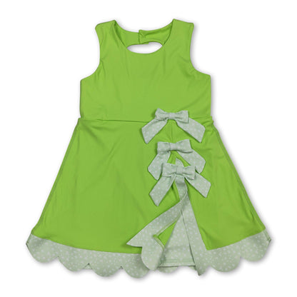 Sleeveless bow lime green scallop girls athletic dress