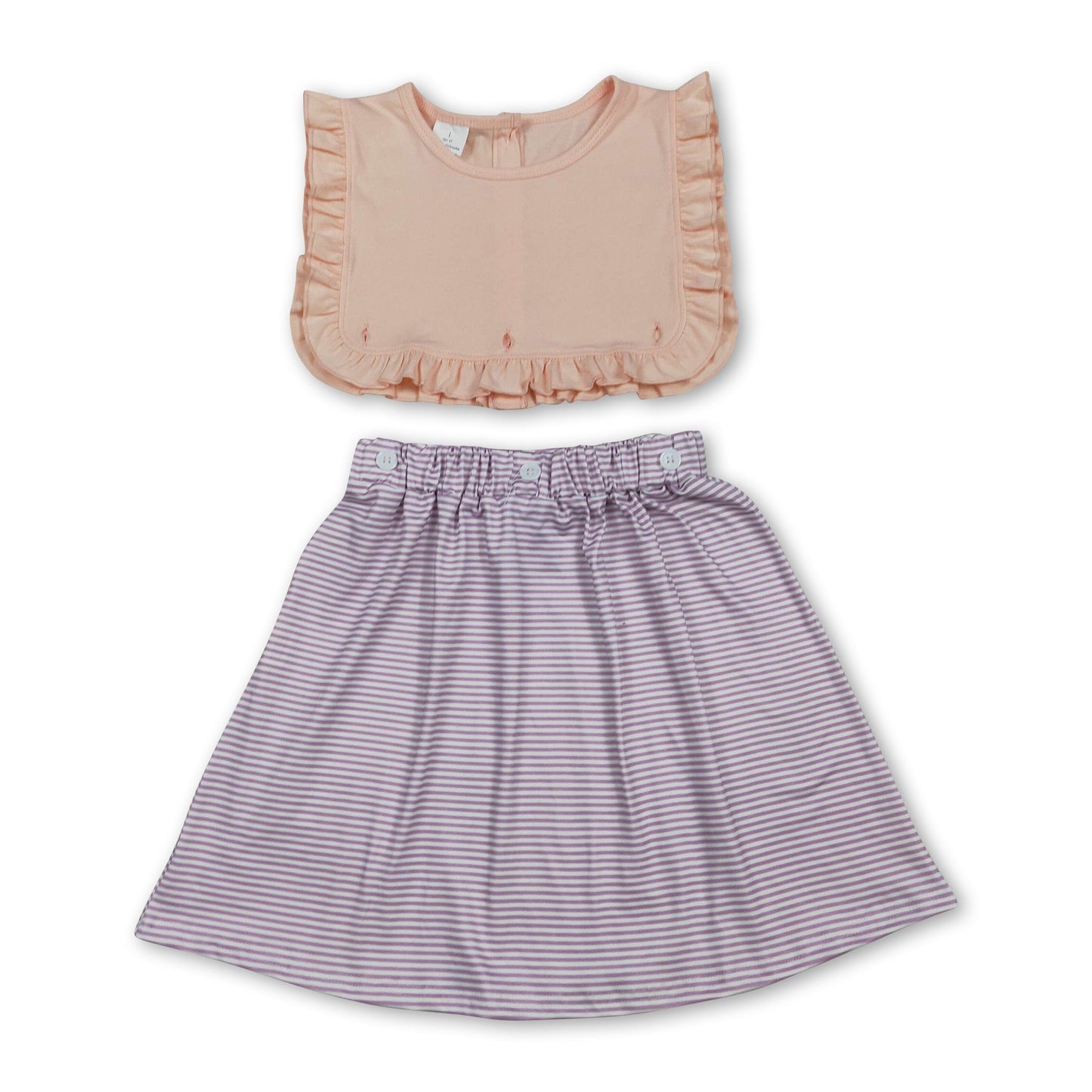 Sleeveless ruffle stripe kids girls summer dresses