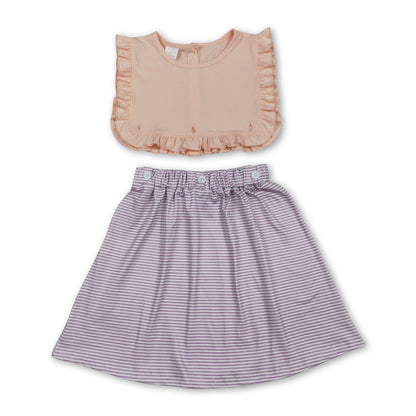 Sleeveless ruffle stripe kids girls summer dresses