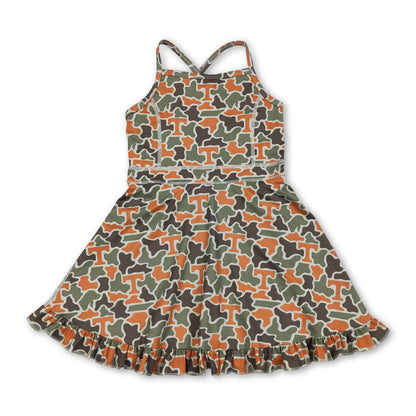 Sleeveless camo T kids girls team athletic dresses