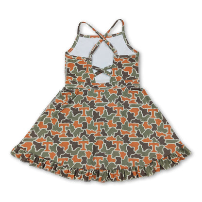 Sleeveless camo T kids girls team athletic dresses