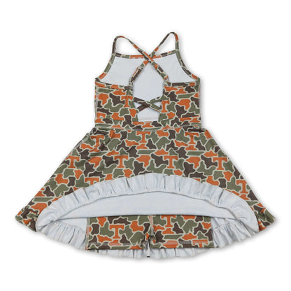 Sleeveless camo T kids girls team athletic dresses