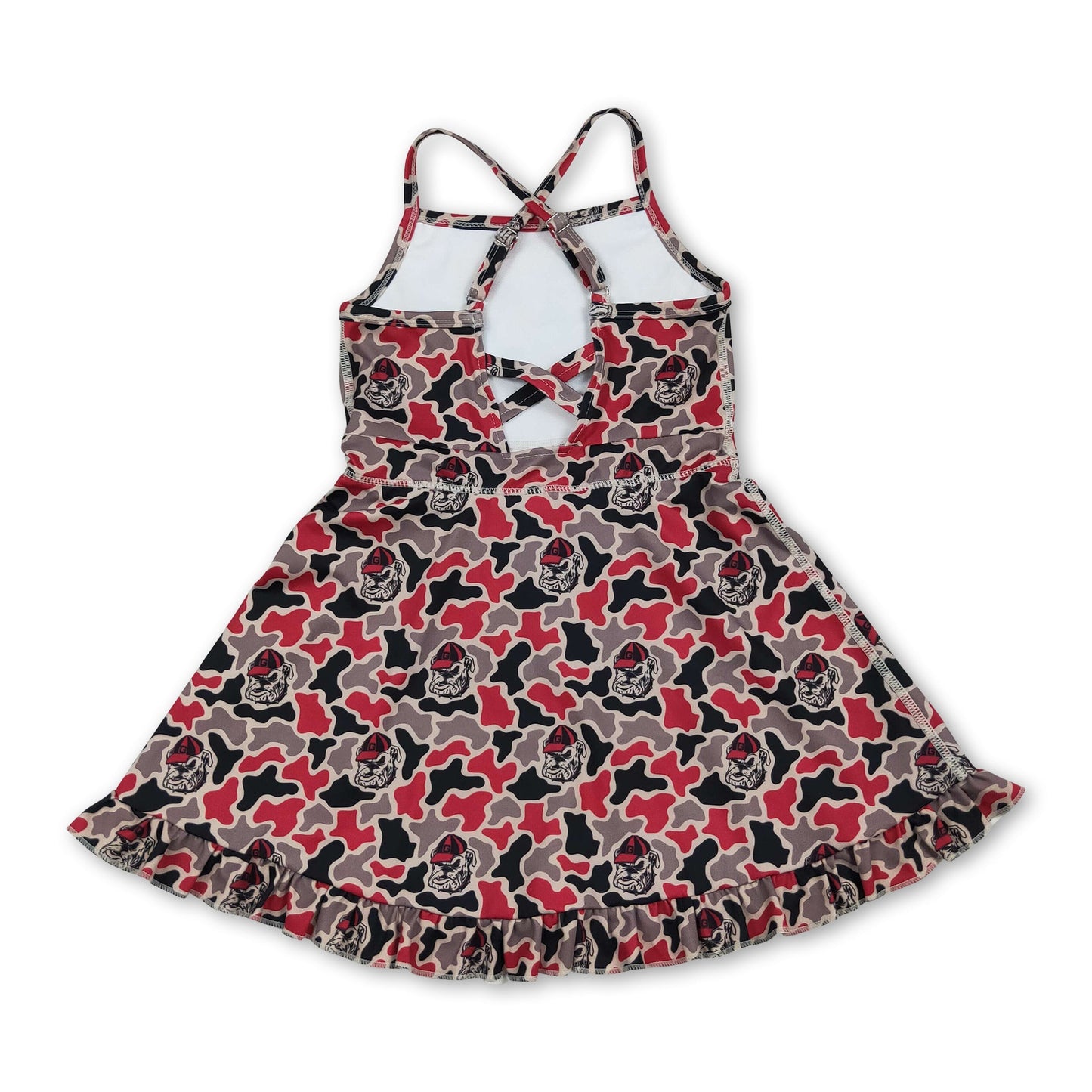 Straps camo dog kids girls team athletic dresses