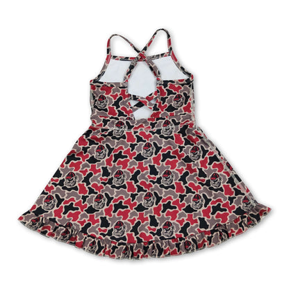 Straps camo dog kids girls team athletic dresses
