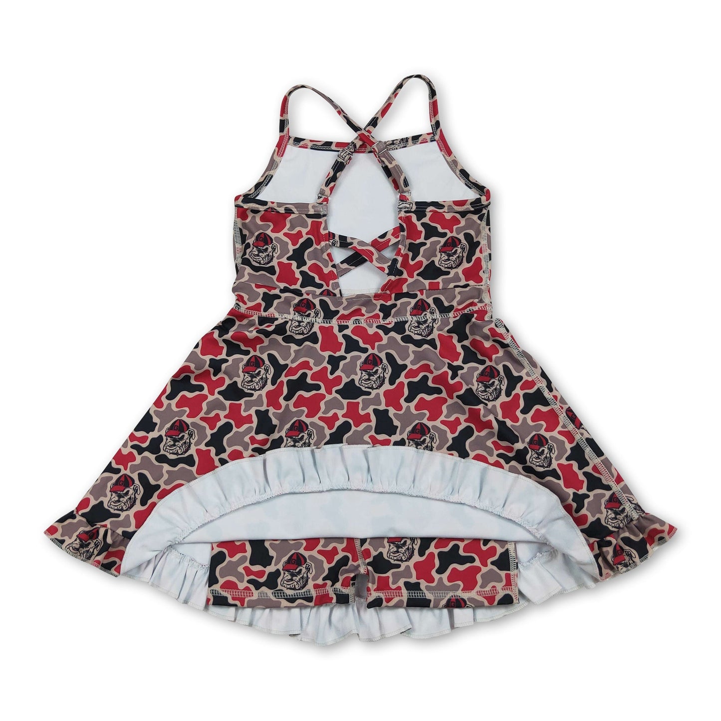 Straps camo dog kids girls team athletic dresses