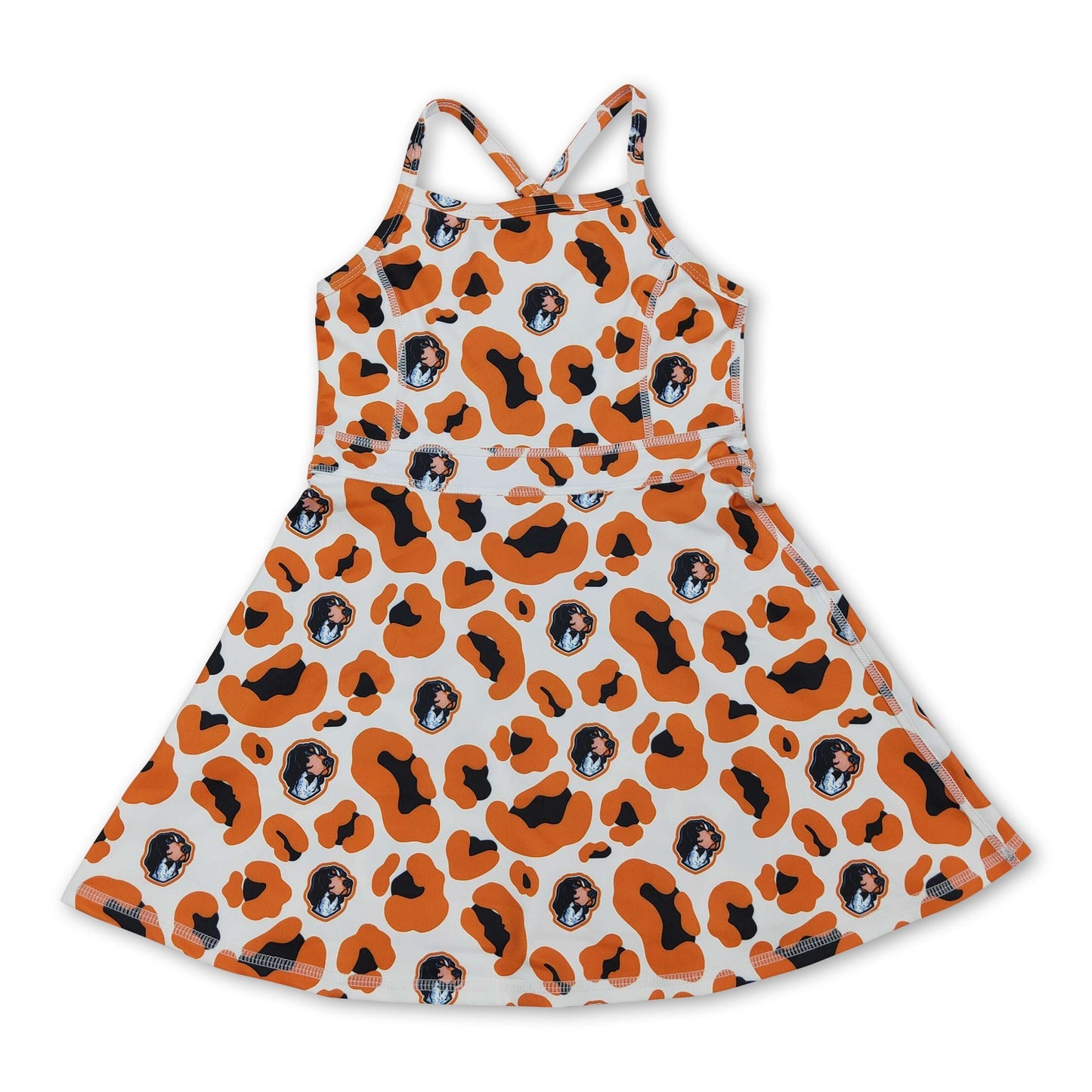 Straps leopard dog kids girls team athletic dresses