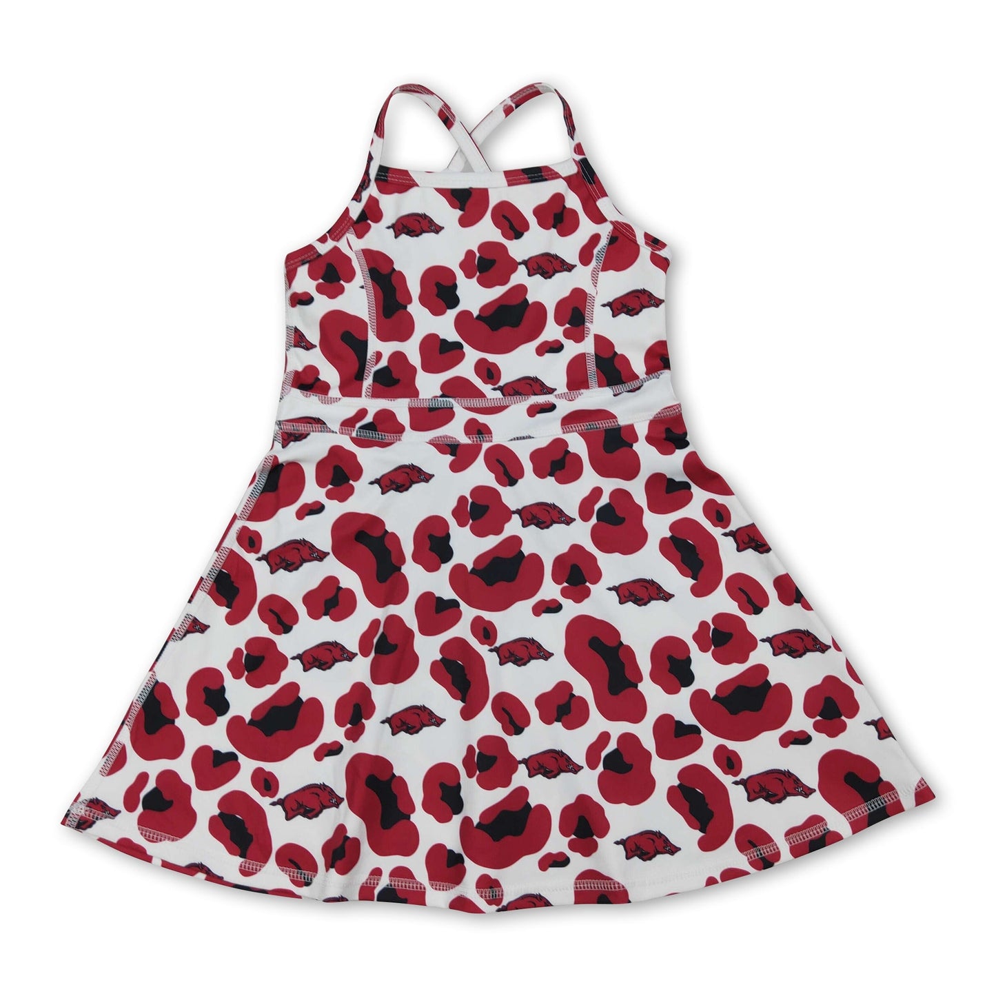 Straps leopard hogs kids girls team athletic dresses