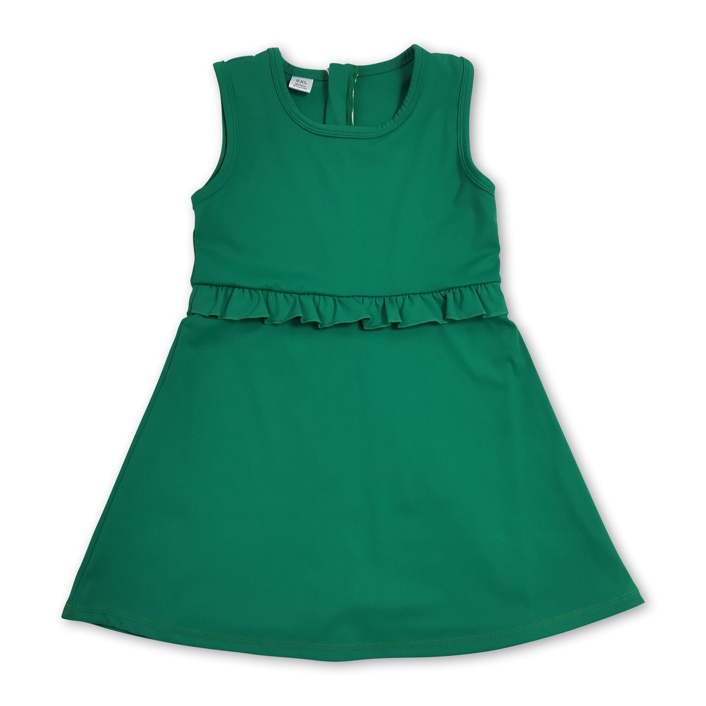 Sleeveless green ruffle kids girls summer athletic dress