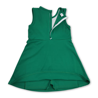 Sleeveless green ruffle kids girls summer athletic dress