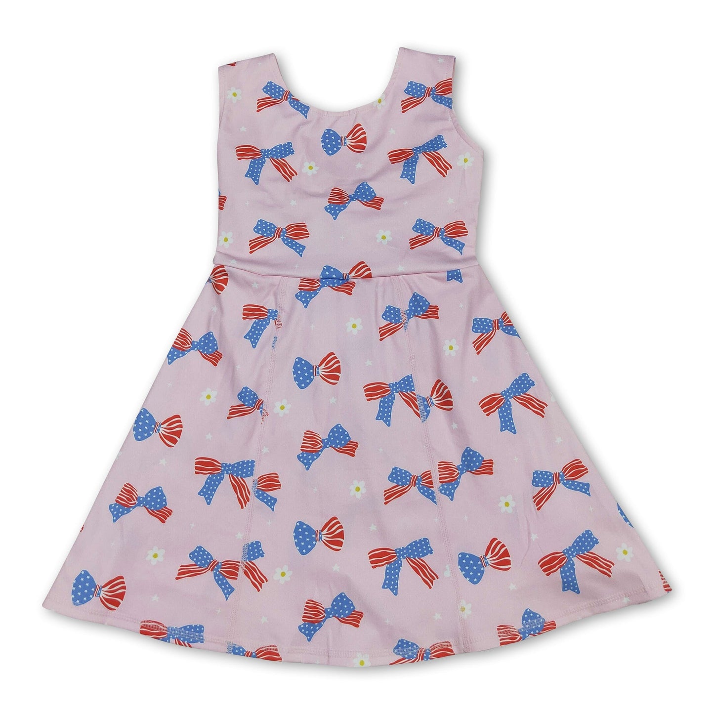 Stars stripe bows kids girls 4th of july athletic dresses