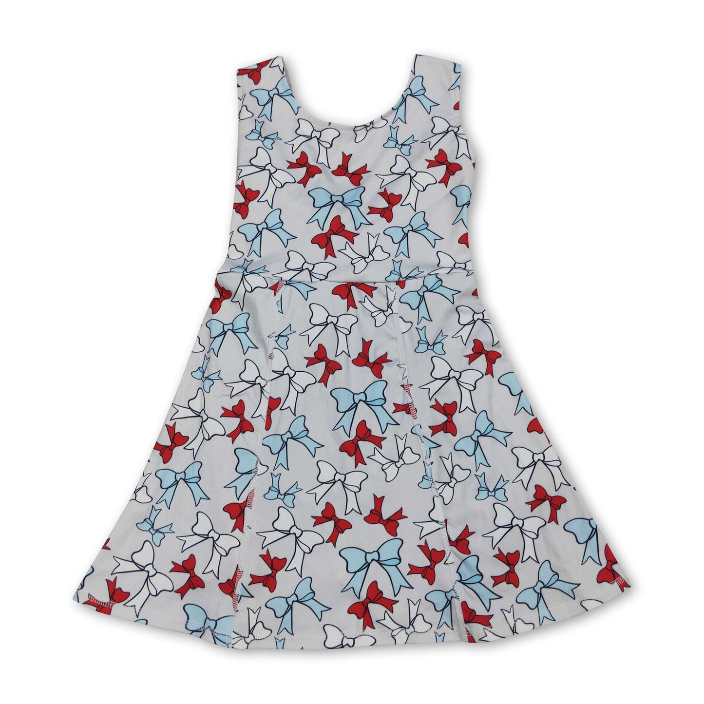 Sleeveless bows kids girls summer athletic dresses